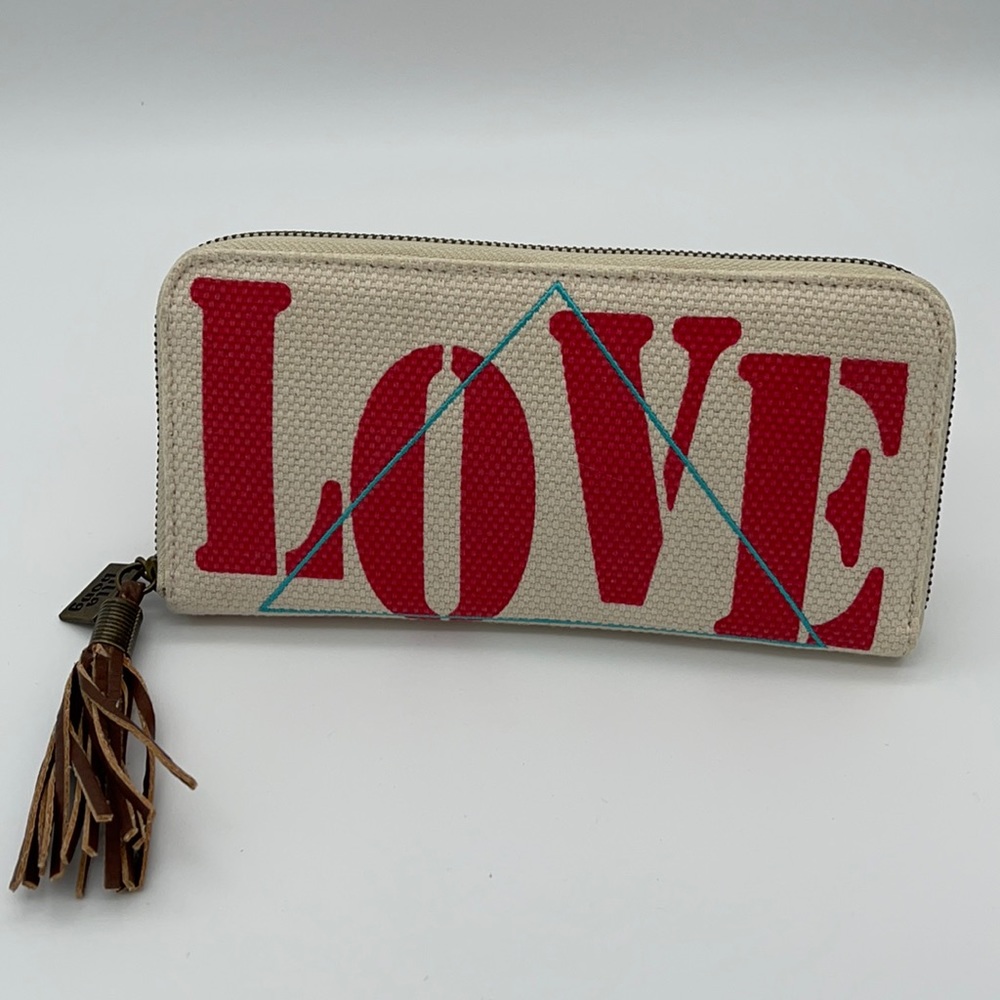 Billabong LOVE Zip Around Canvas Wallet with Tassel Zipper